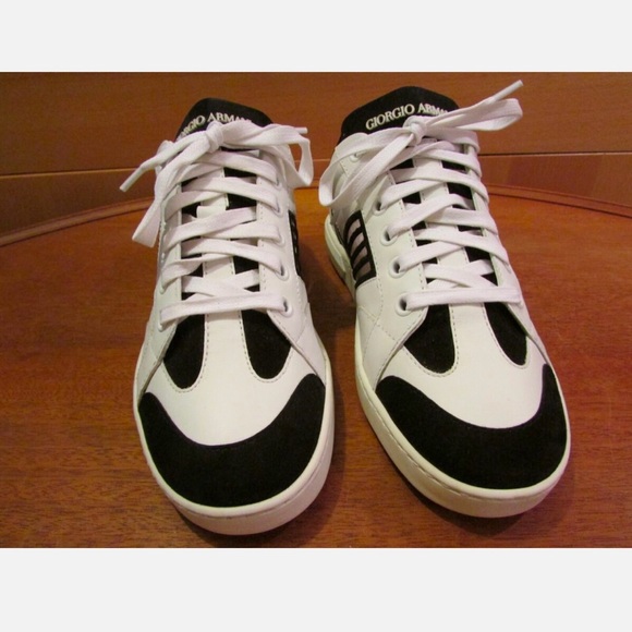 GIORGIO ARMANI New Italy $775 Runway Sneakers White Black Striped Size 36/5.5 US - Picture 3 of 12